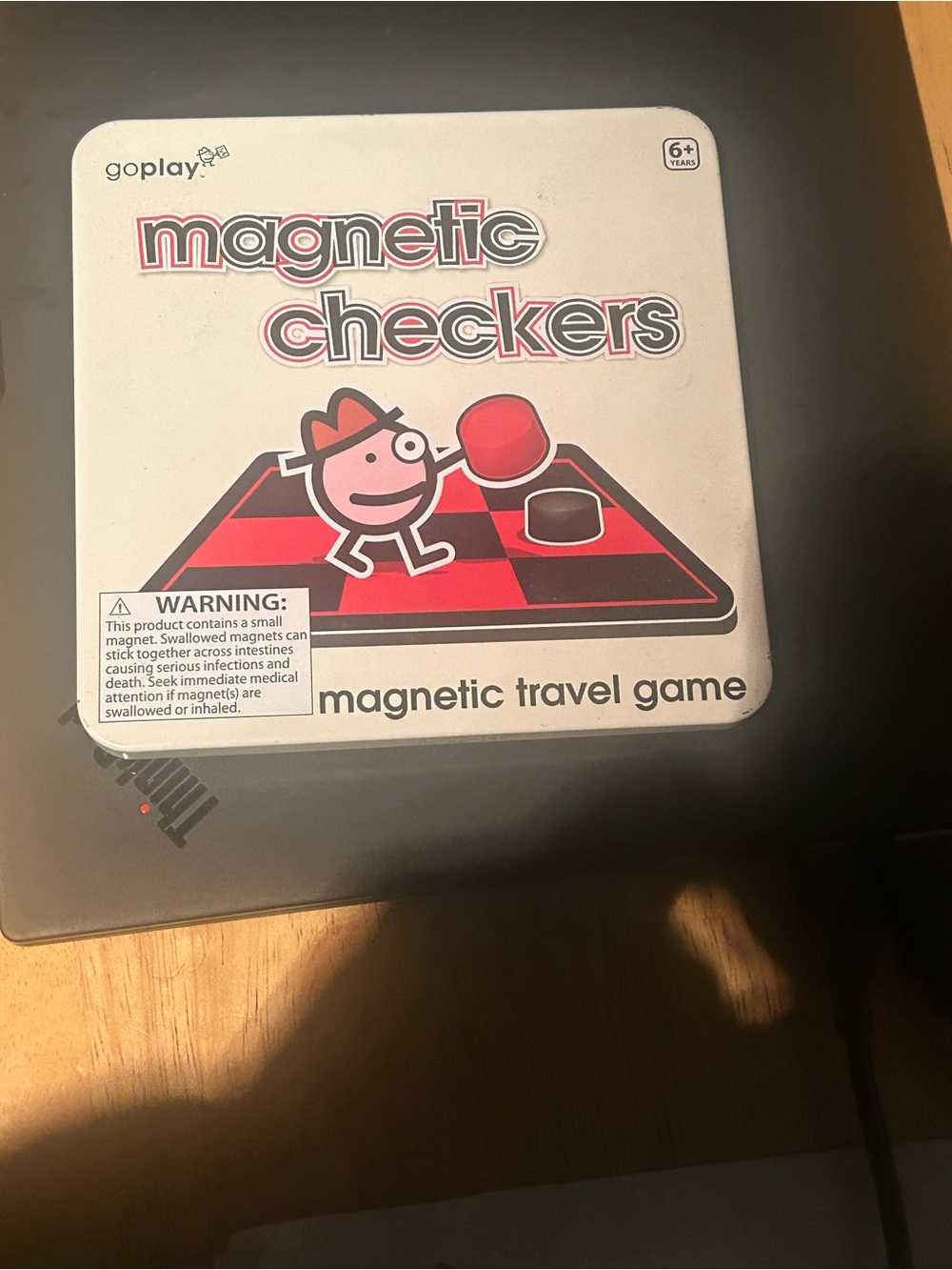 SMITH Magnetic Checkers Travel Game - Red & Black
